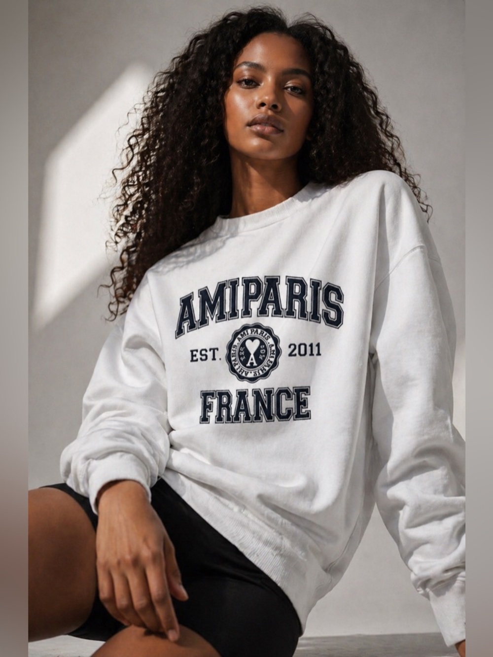 Ami Paris Logo Crewneck Sweatshirt, Unisex size XXXL
